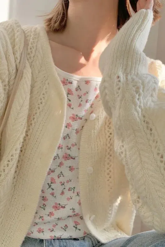 Lightweight Hollow Knit Vest Cardigan