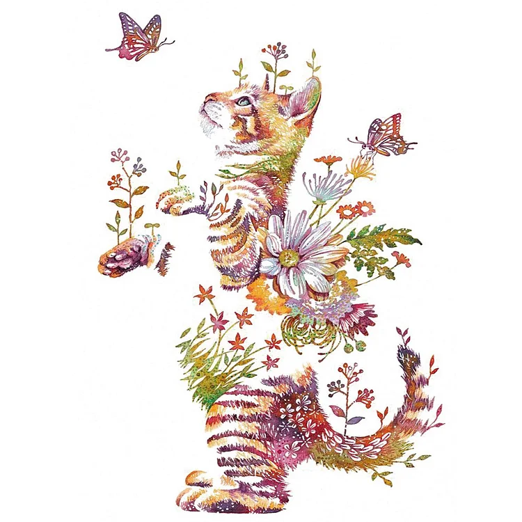Cat And Butterfly 11CT Stamped Cross Stitch 40*56cm