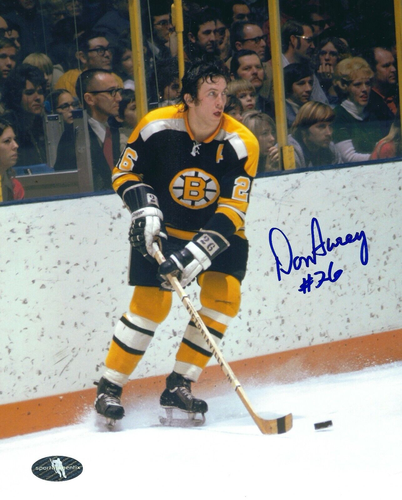 Signed 8x10 DON AWREY 8X10 Boston Bruins Photo Poster painting - COA