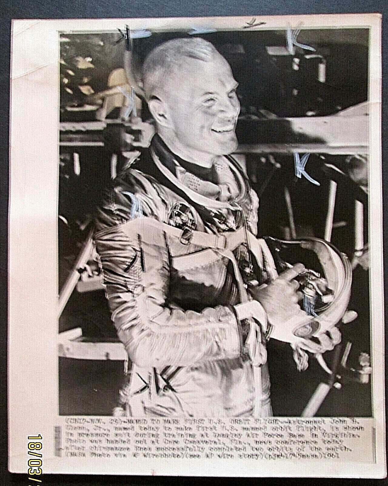 JOHN GLENN (ORIGINAL VINTAGE NASA SPACE FLIGHT Photo Poster painting) Photo Poster painting # 1