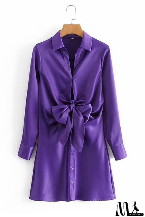 MidiSono - Bow Stain Shirt Mini Dress