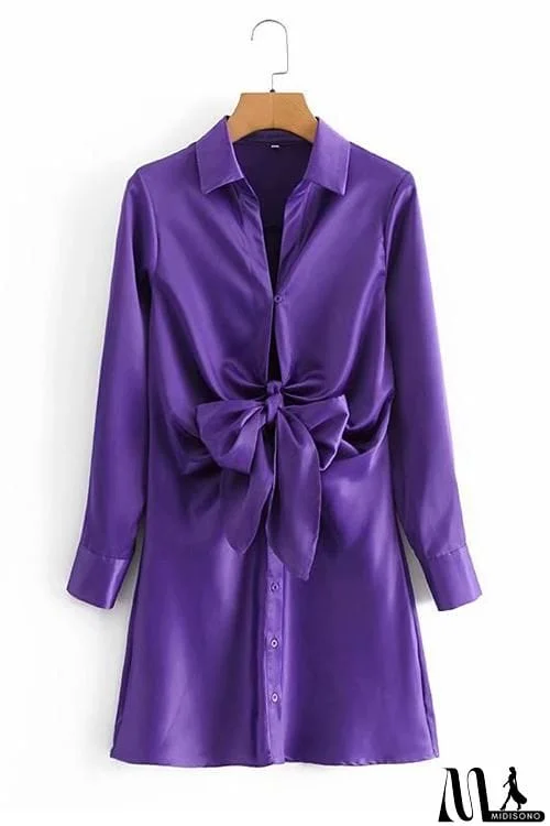 MidiSono - Bow Stain Shirt Mini Dress