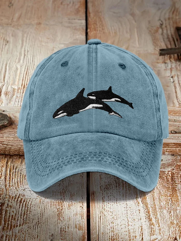 Killer Whale Embroidered Art Graphic Casual Cap