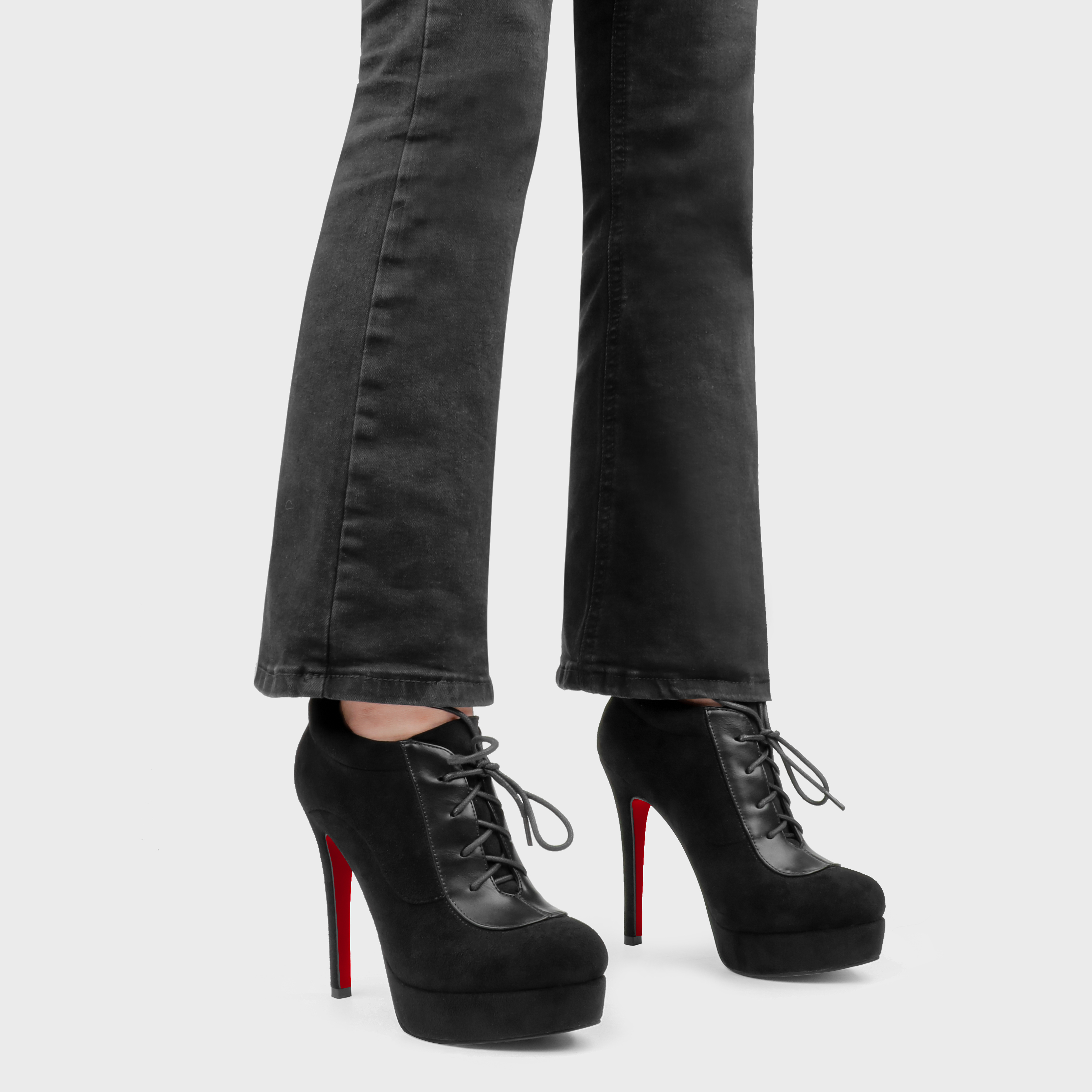 130mm Women's Ankle Boots High Heels Platforms Shoes Red Bottom Pointy Toe Sexy Boots-MERUMOTE