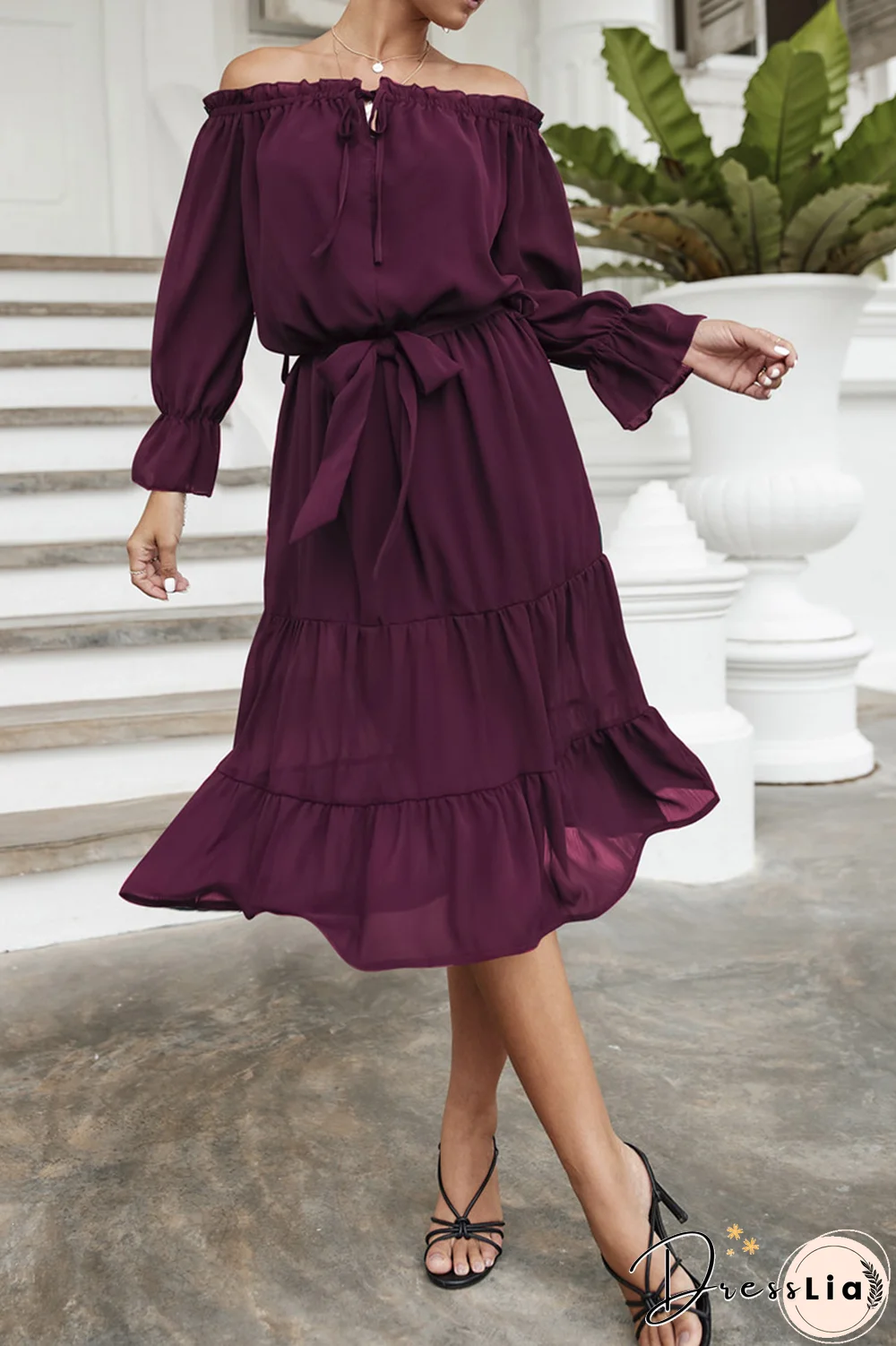 Casual Solid Split Joint Off The Shoulder Straight Dresses(3 Colors)