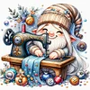 Sewing Machine Gnome-18CT Stamped Cross Stitch 30*30cm/11.81*11.81in