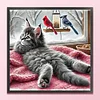 Cat-Full peinture diamant ronde-40 * 40cm
