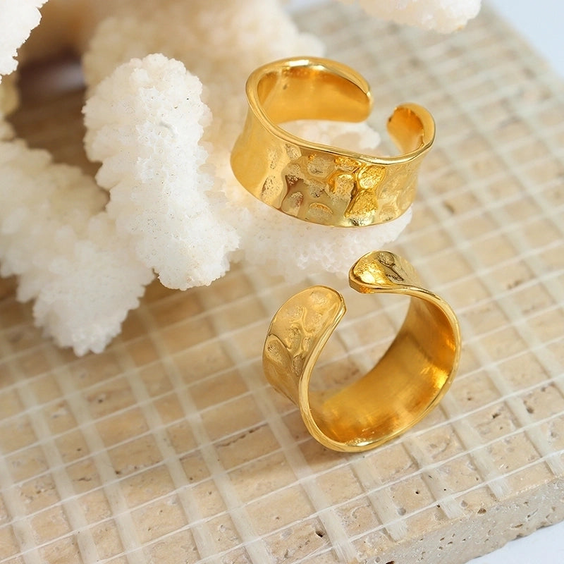 Minimalist Solid Color 304 Stainless Steel 18K Gold Plated Plating Open Ring