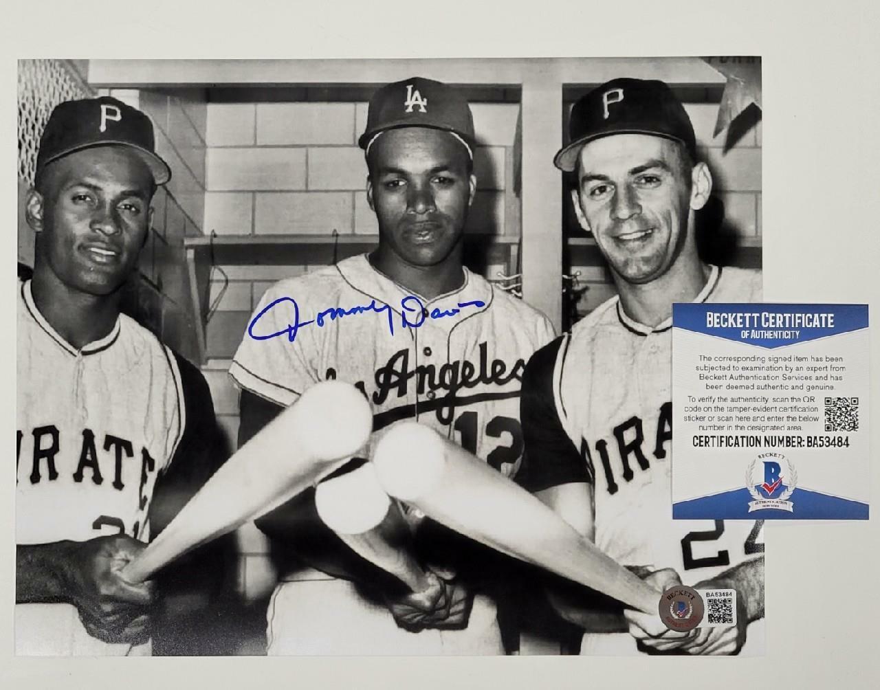 Tommy Davis signed Dodgers 8x10 Photo Poster painting with Roberto Clemente ~ Beckett BAS COA