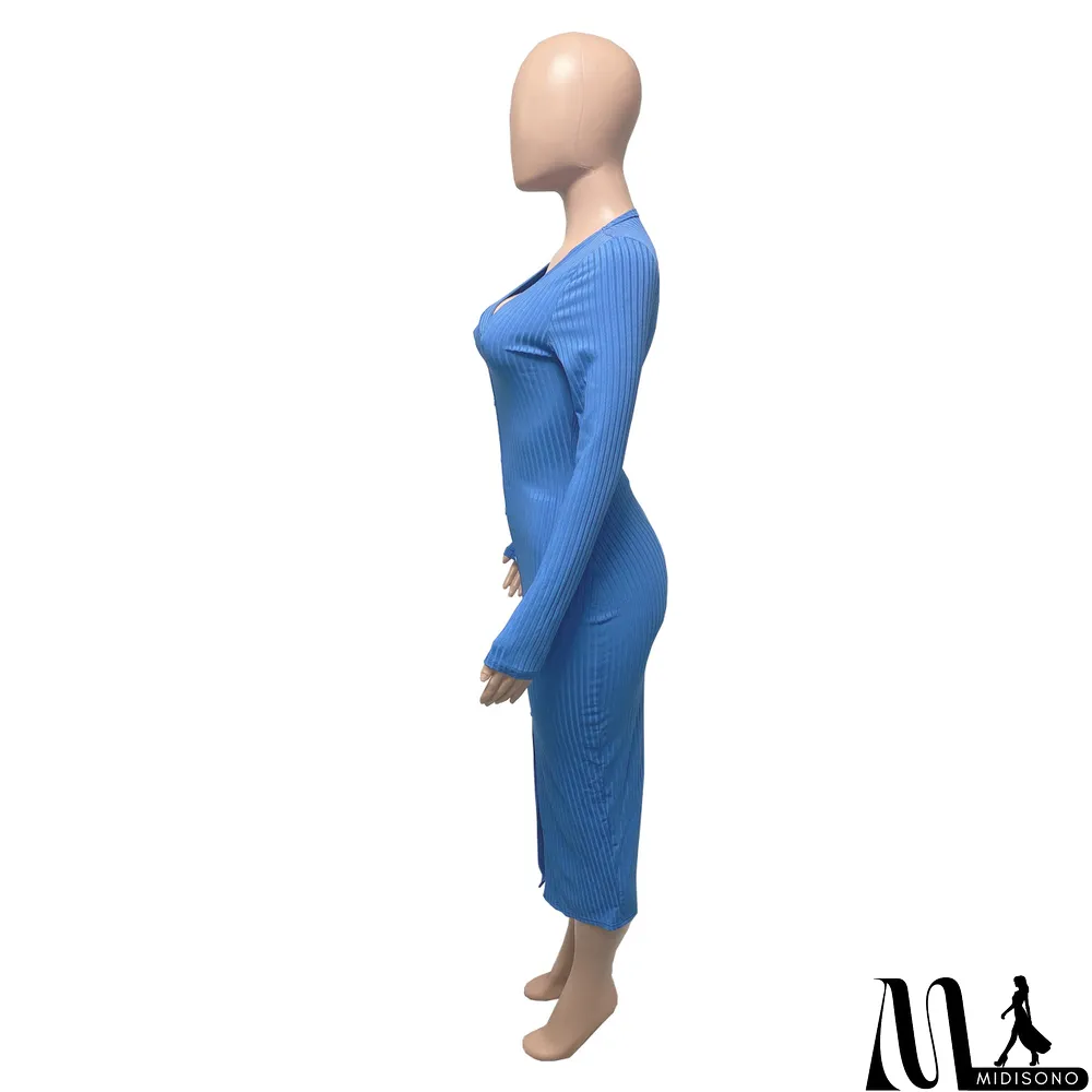 MidiSono - Autumn And Winter Models Thread Slits Slim Sexy Dress