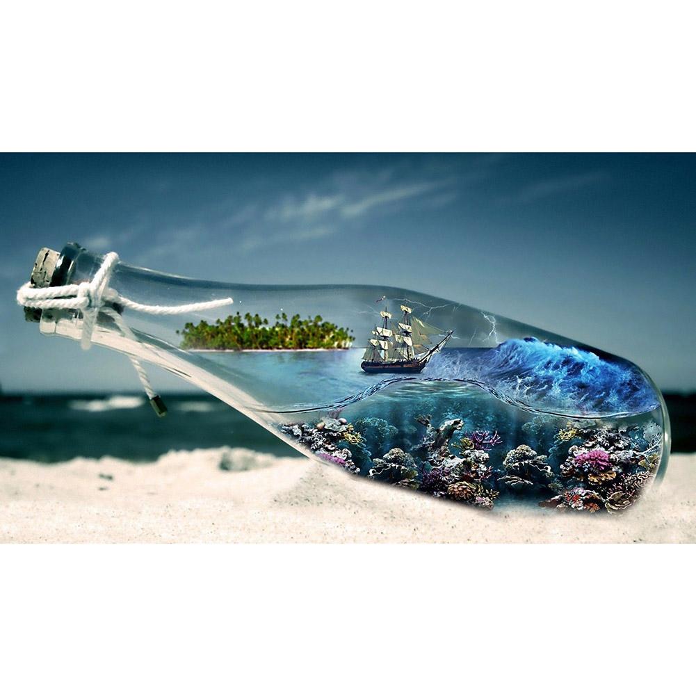 

40*30CM - Drift Bottle World - Round Drill Diamond Painting, 501 Original