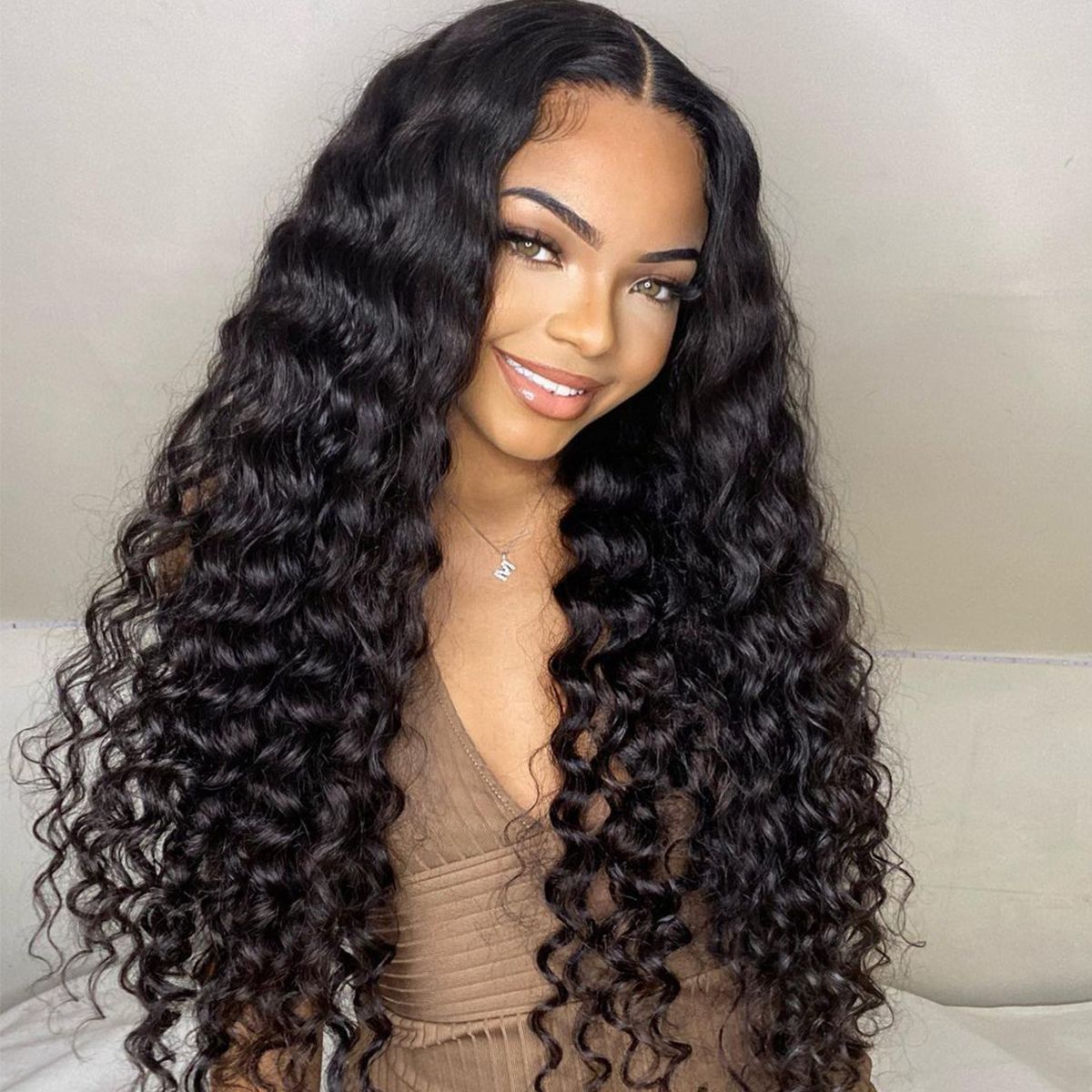 Deep Wave V Part Wigs Human Hair Wigs 250% Density Human Hair Glueless Wigs Natural Color