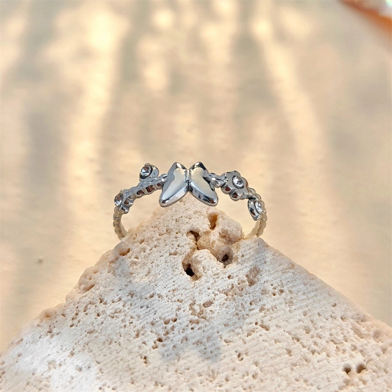 Elegant Vintage Style Geometric Butterfly 304 Stainless Steel Plating Open Rings