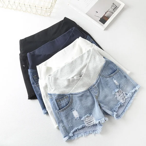 Pregnant Women's Shorts Summer Low-waisted Denim Shorts Casual Maternity Loose Jeans Shorts Pregnancy Clothes