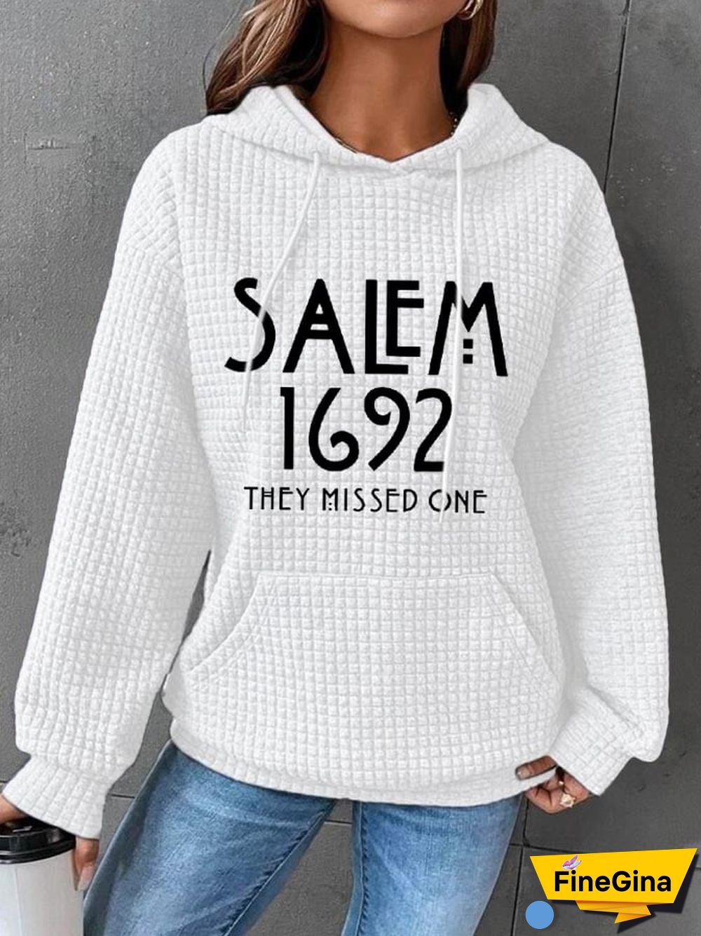 Women's 1692 They Missed One Salem Witch Print Waffle Hoodie
