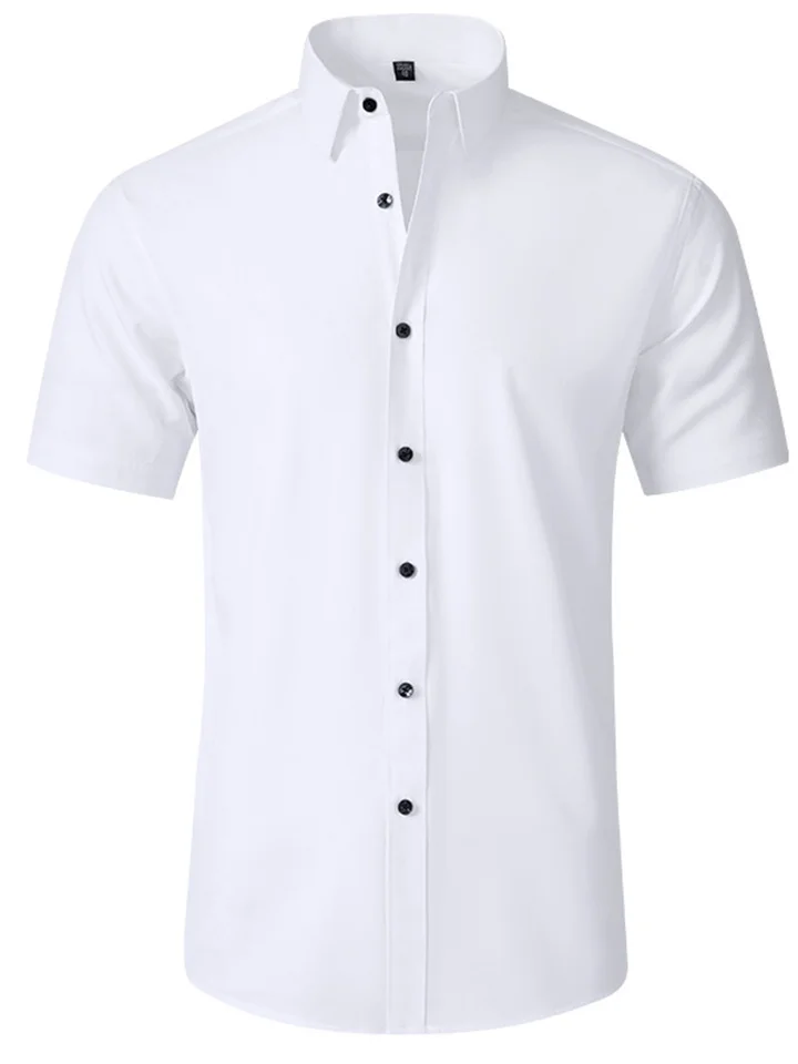 Four-side Elastic Shirt Men's Shirt Non-iron Anti-wrinkle Simple Business Thin Shirt Man-Mixcun