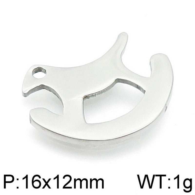 10 Pieces Stainless Steel Zircon 18K Gold Plated Animal