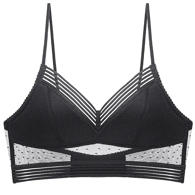 DERUILADY Sexy Seamless Bras For Women U Backless Bralette Top Thin Lace Mesh Invisible Bra Plus Size Comfort Wireless Underwear