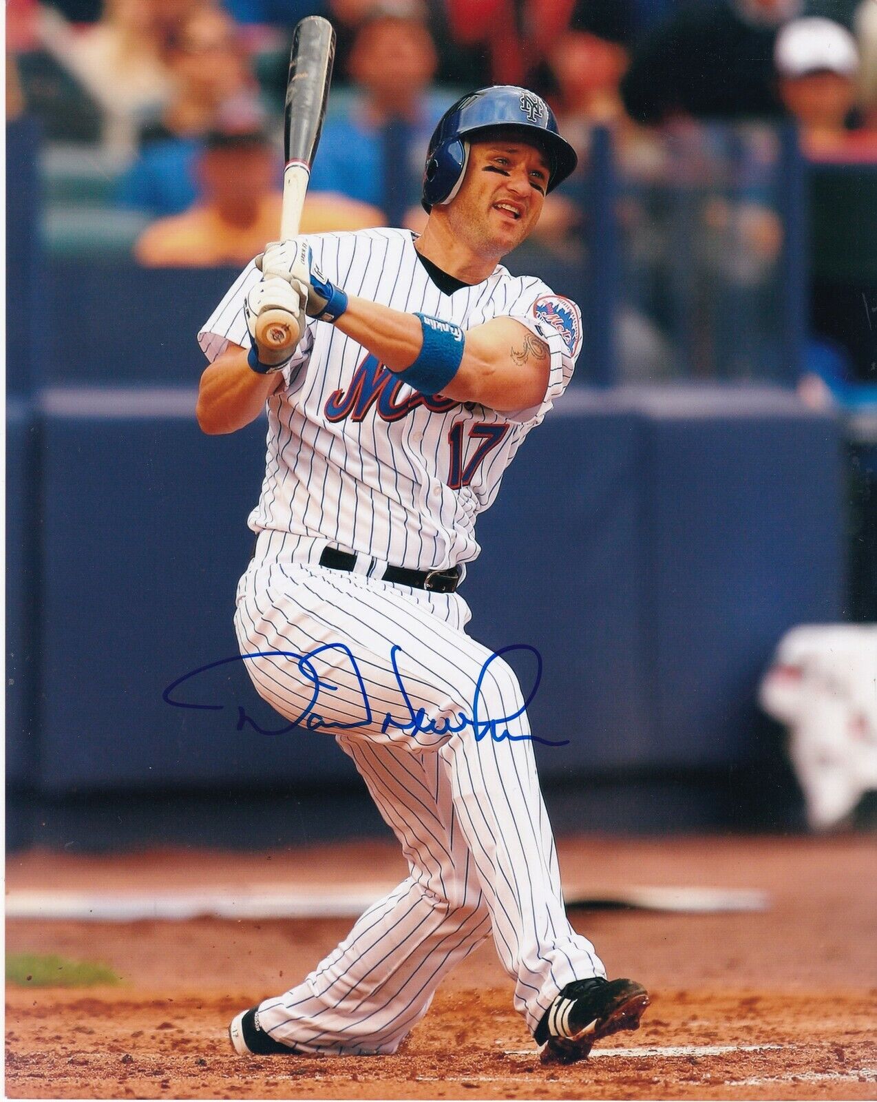 DAVID NEWHAN NEW YORK METS ACTION SIGNED 8x10