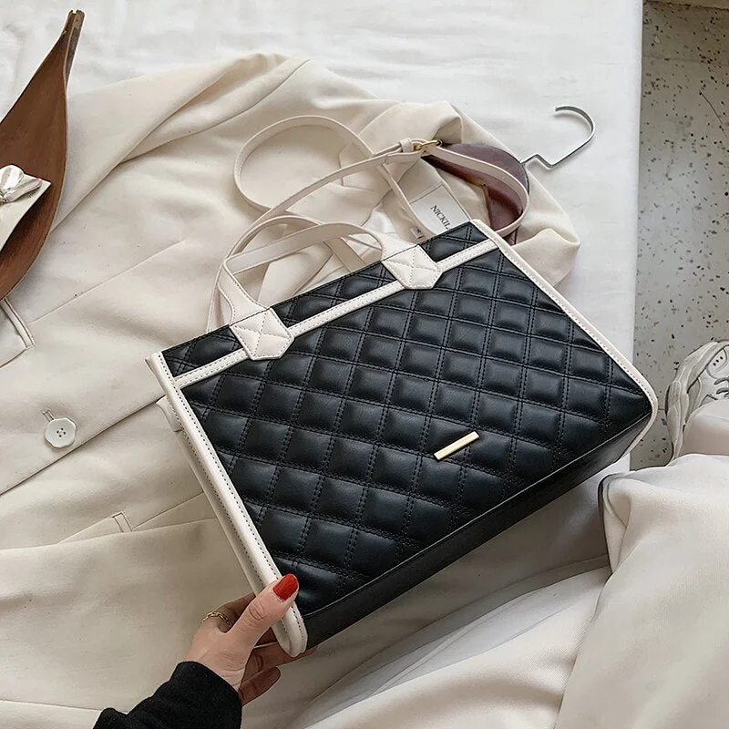 Lattice Large Tote bag 2021 Fashion New High quality PU Leather Women's Designer Handbag High capacity Shoulder Messenger Bag