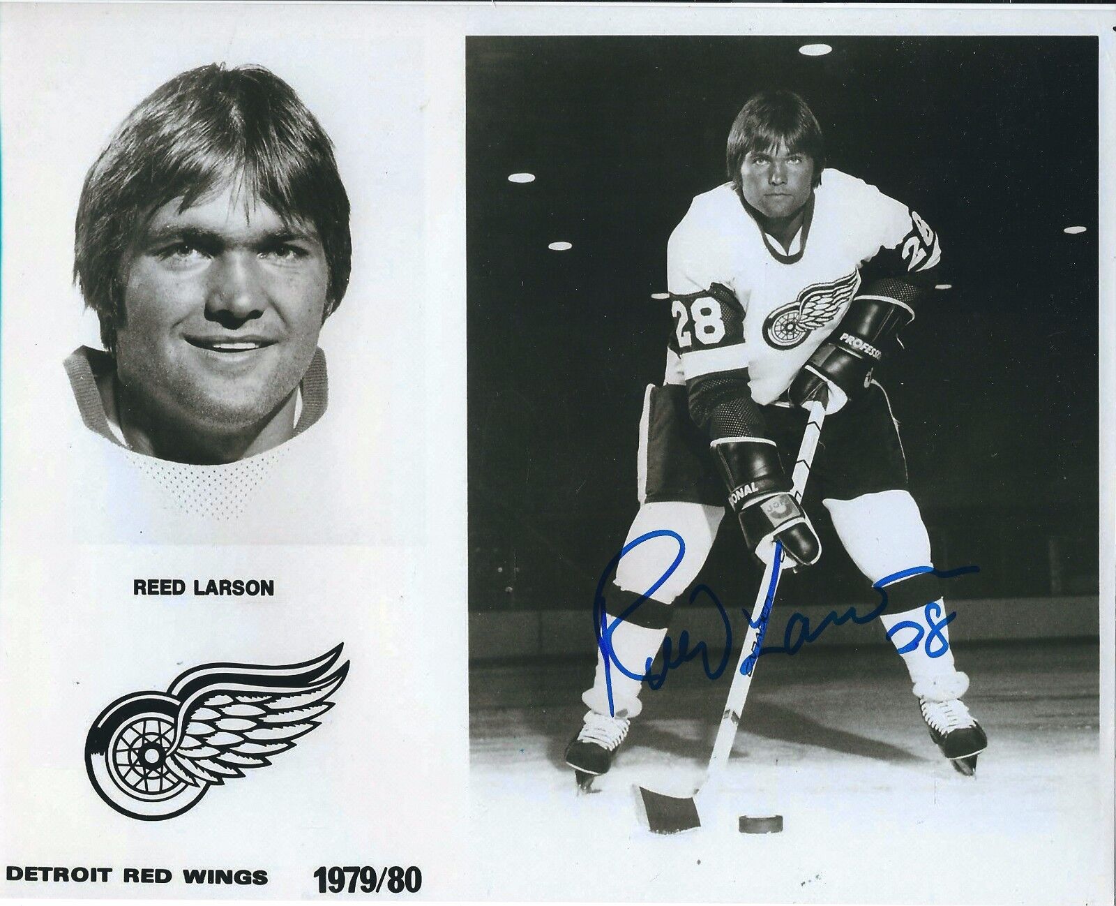 Signed 8x10 REED LARSON Detroit Red Wings Autographed Photo Poster painting - COA