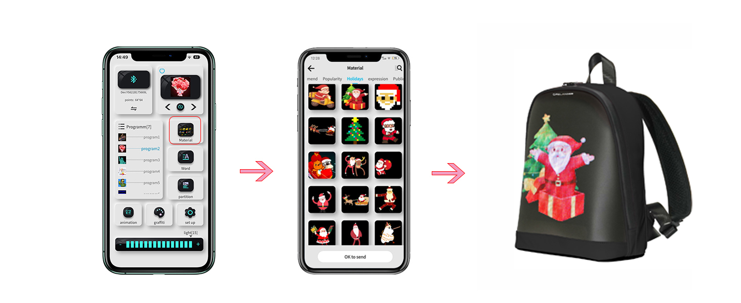 programmable pixel fashion bag