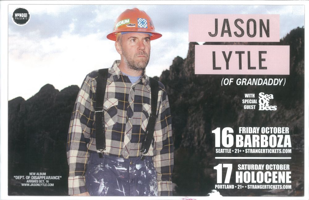 JASON LYTLE 2012 Gig POSTER Seattle / Portland Oregon GRANDADDY Concert