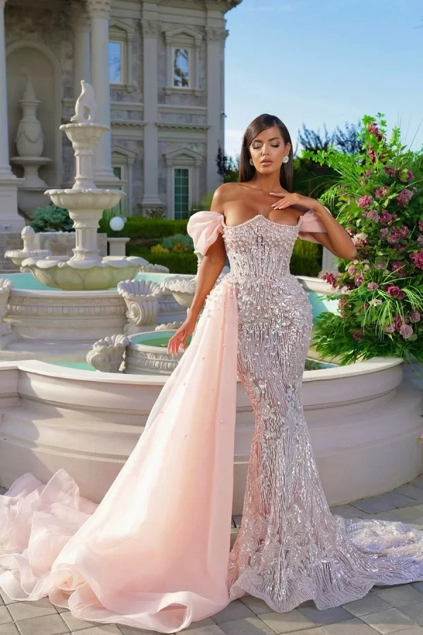 Charming Sleeveless Strapless Off-Shoulders Mermaid Prom Dress YB0039