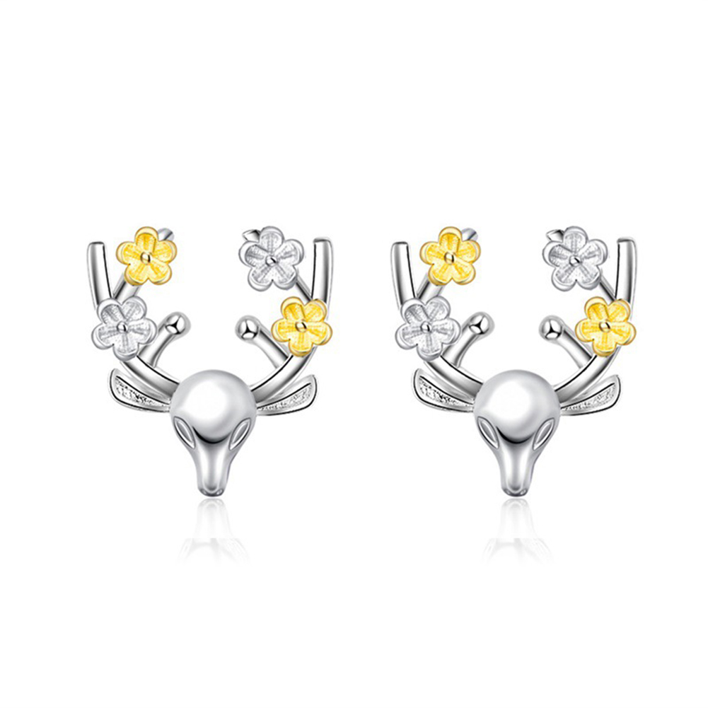 

Korean Sika Deer Earrings Women Metal Ear Stud Statement Festival Jewelry, 501 Original