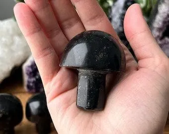 pornhint Pornhint Black Tourmaline Mushroom  - Crystal Massage Mushroom - Meditation Tools - Witchy Gifts -  Grounding Stones - Metaphysical Crystals