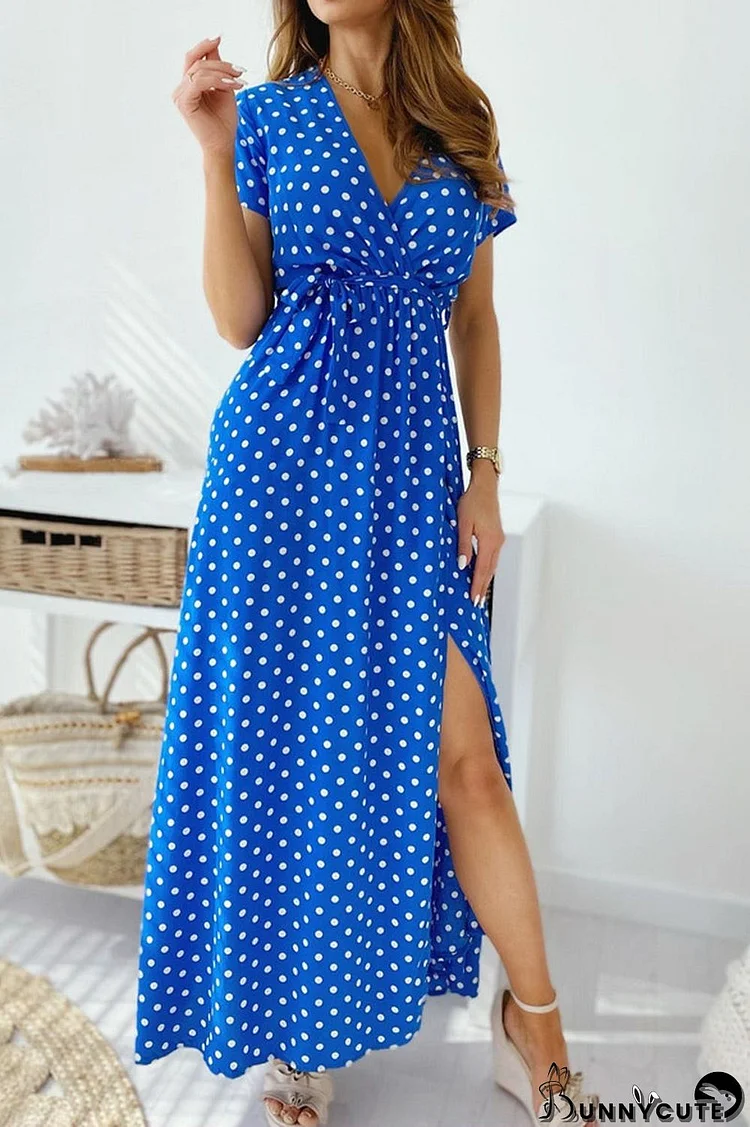 Fashion Street Dot Slit V Neck A Line Dresses