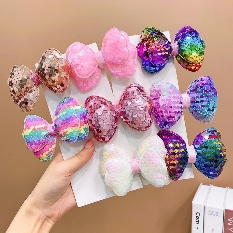 Fashion Bow Knot Cloth Sequins Hair Clip 1 Piece