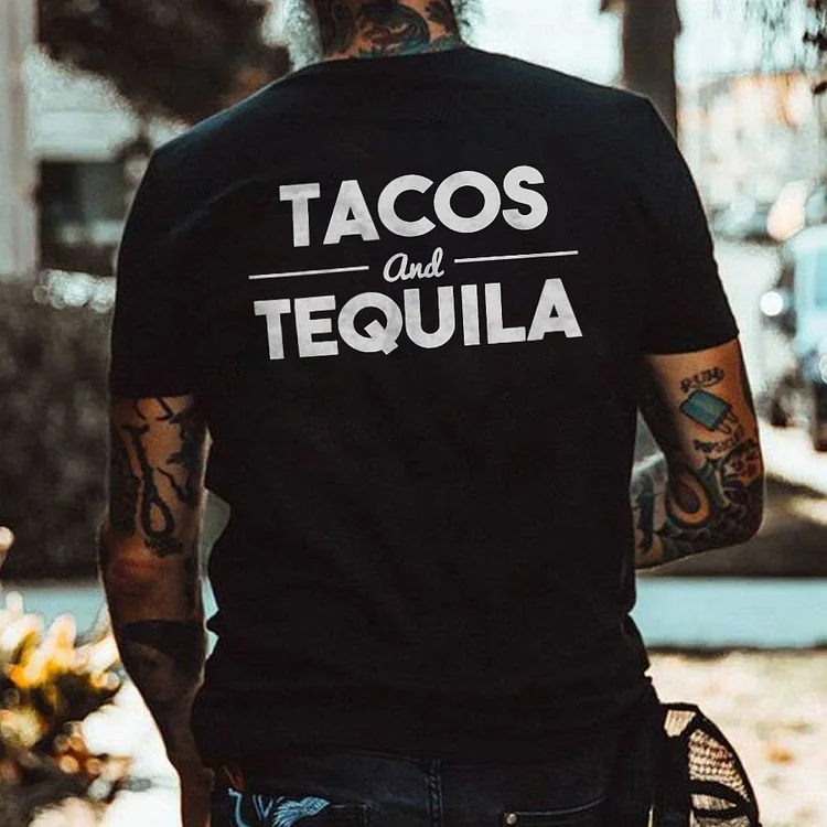 Tacos And Tequila Print T-shirt