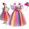 Kids Girl Carnival Frock Little  Birthday Fancy Rainbow Tutu Dress