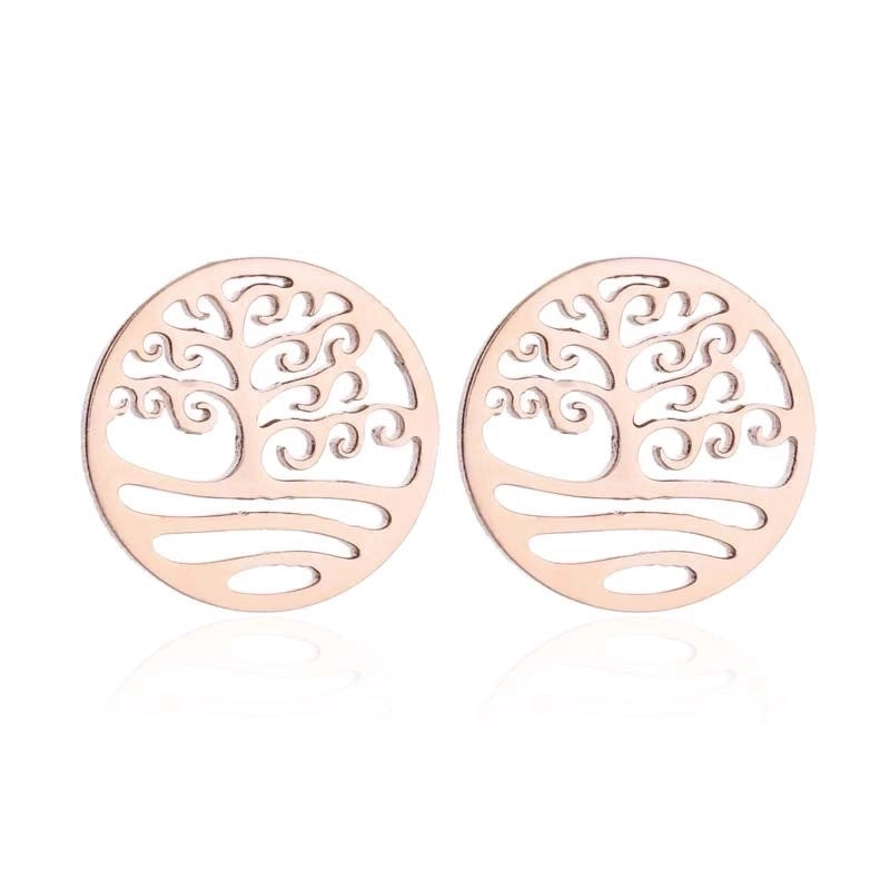 1 Pair Fashion Star Moon Tree Plating Hollow Out 304 Stainless Steel 18K Gold Plated Ear Studs