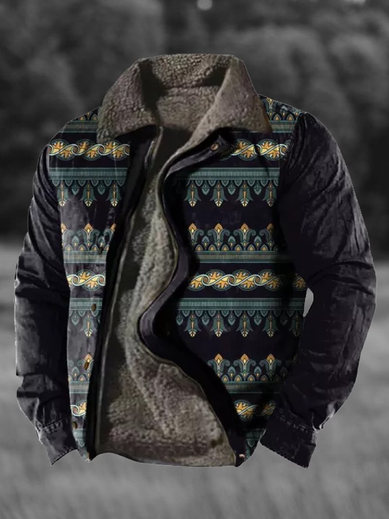 Retro Style Print Men's Winter Jacket in  mildstyles