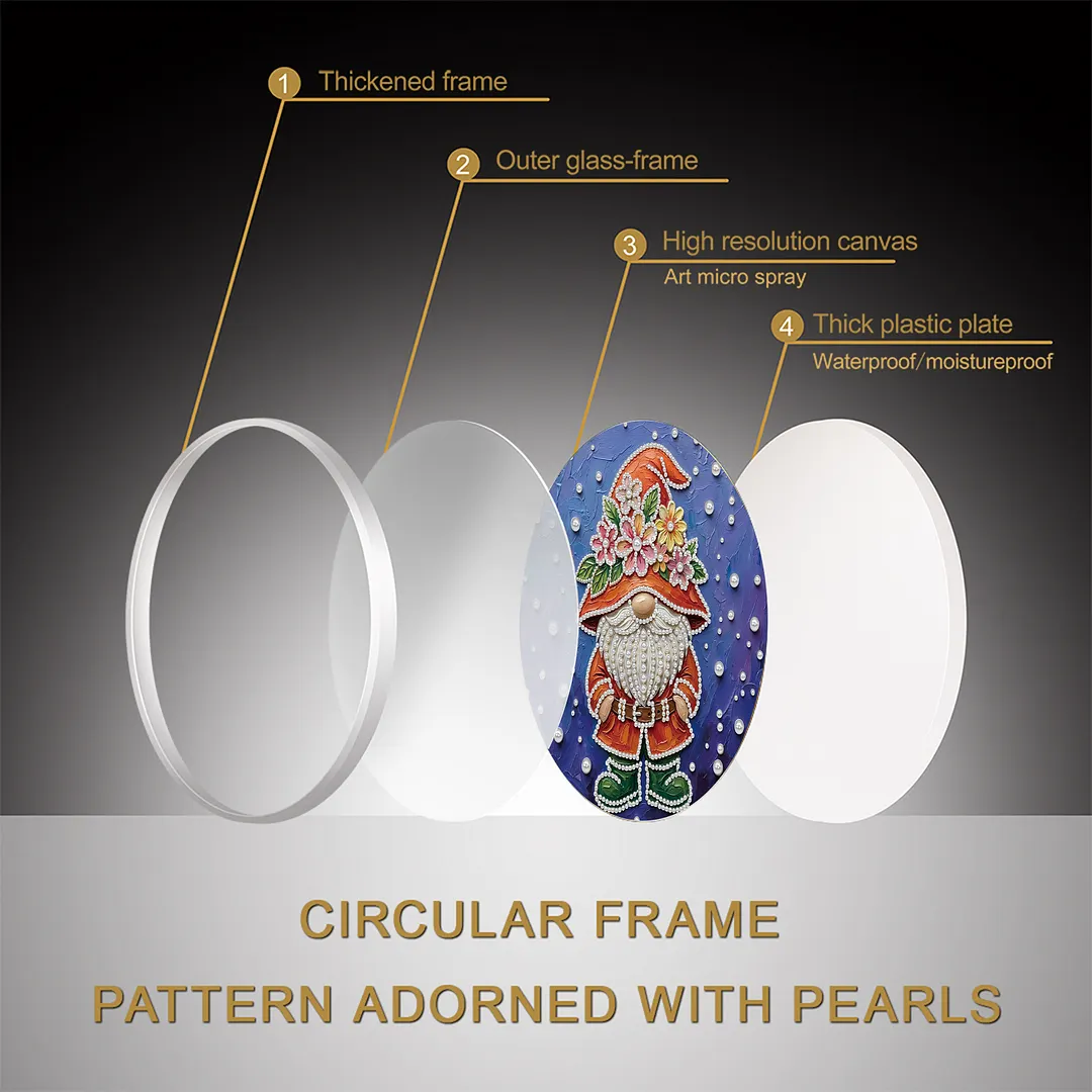 Goblin DIY Pearl Painting Kit With Round Frame & Tassel 9.25x9.25inch Pearl Painting Art Kits Pearl Dot Painting for Adults Beginners Home Wall Decor