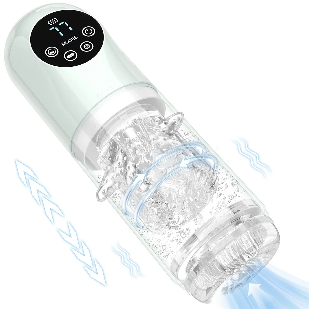 Male Masturbator Penis Pump With Upgrade 7 Thrusting Rotating Vibrating Sucking Licking Modes