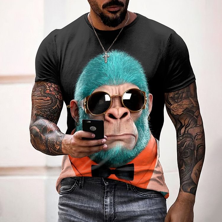 BrosWear Gorilla With Sunglasses Short Sleeve T-Shirt
