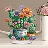 (US Only)Acrylic 2D Flat Print DIY Cactus Pots Diamond Painting Art Tabletop Decorations
