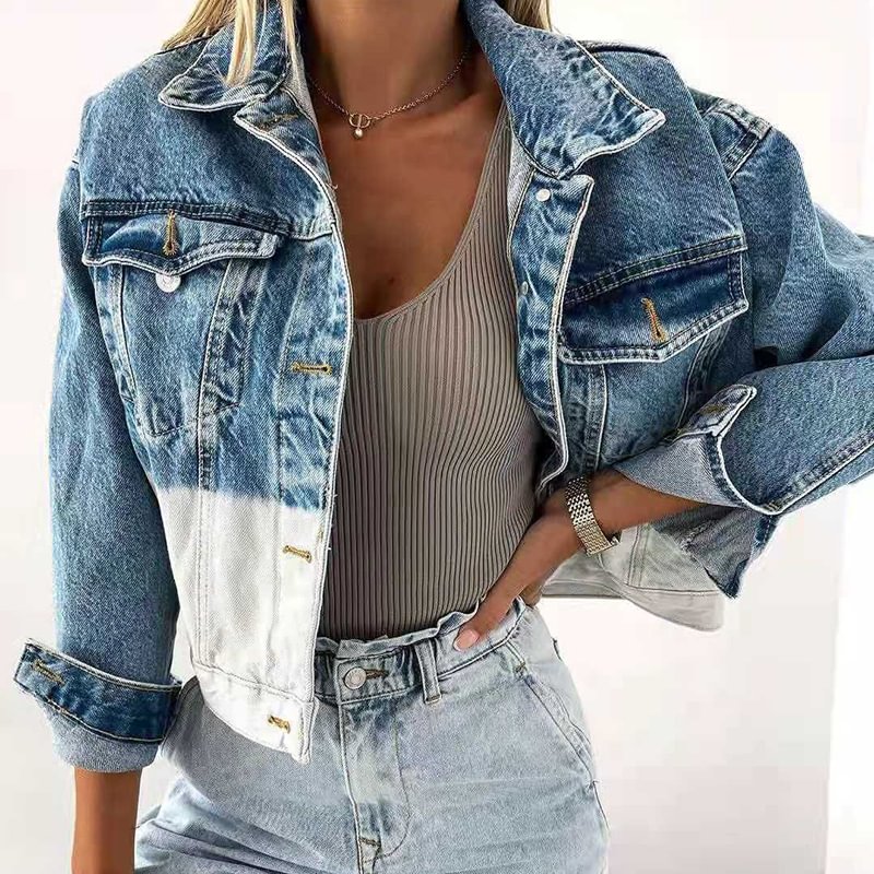   Fashionable Women's Gradient Color Loose Denim Jacket - Neojana