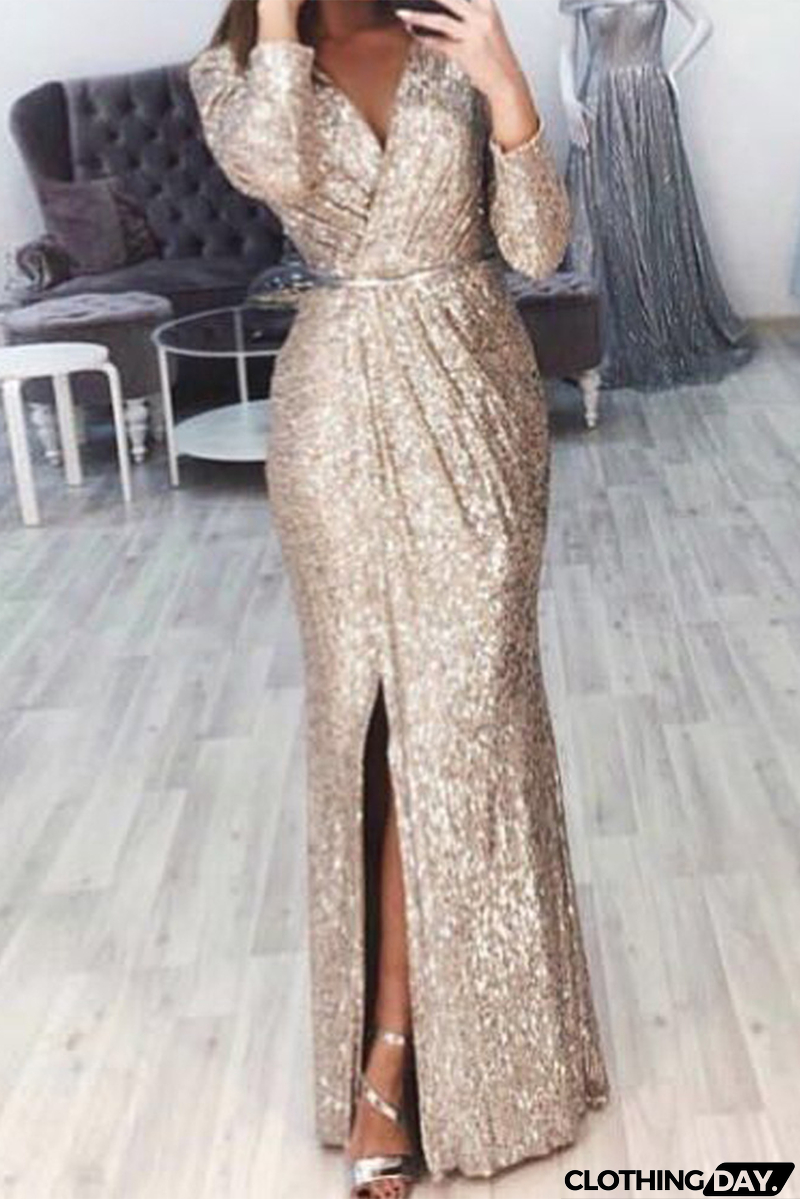 Casual Patchwork Patchwork V Neck Trumpet Mermaid Dresses(7 colors)