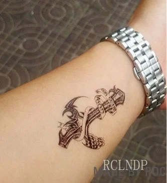 Waterproof Temporary Tattoo Stickers Cross Tribal Totem Fake Tatto Flash Tatoo Tatouage Neck Hand Back Foot for Girl Women Men