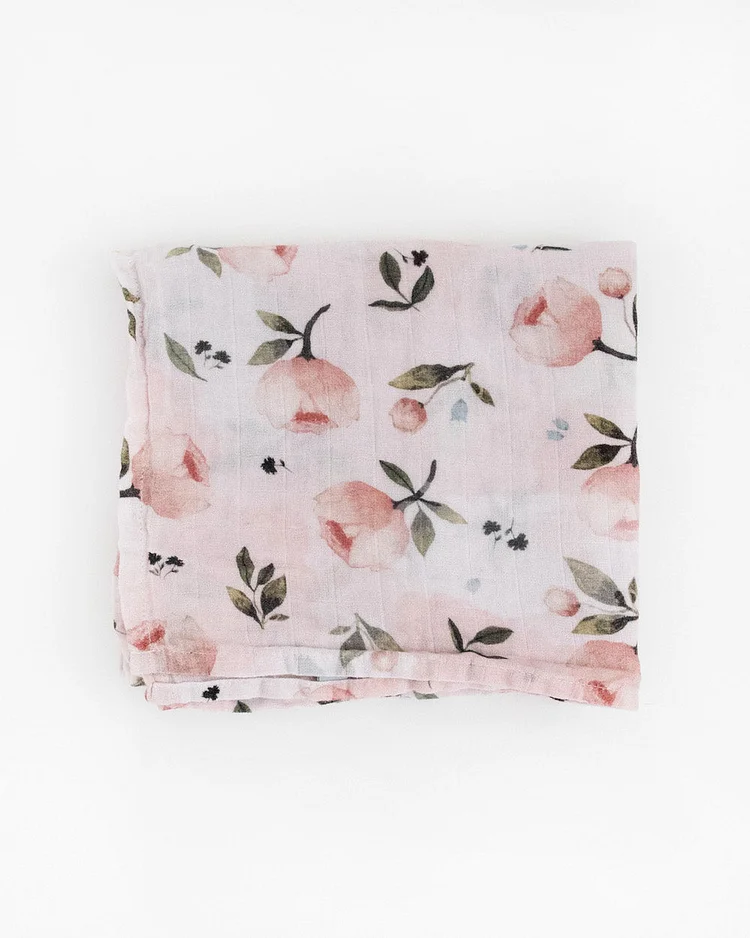 Organic Cotton Muslin Swaddle Blanket - Watercolor Floret