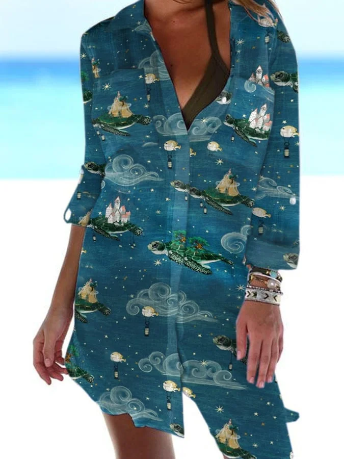 🔥Buy 3 Get 10% Off🔥Women's Underwater World Print Vacation Long Sleeve Shirt