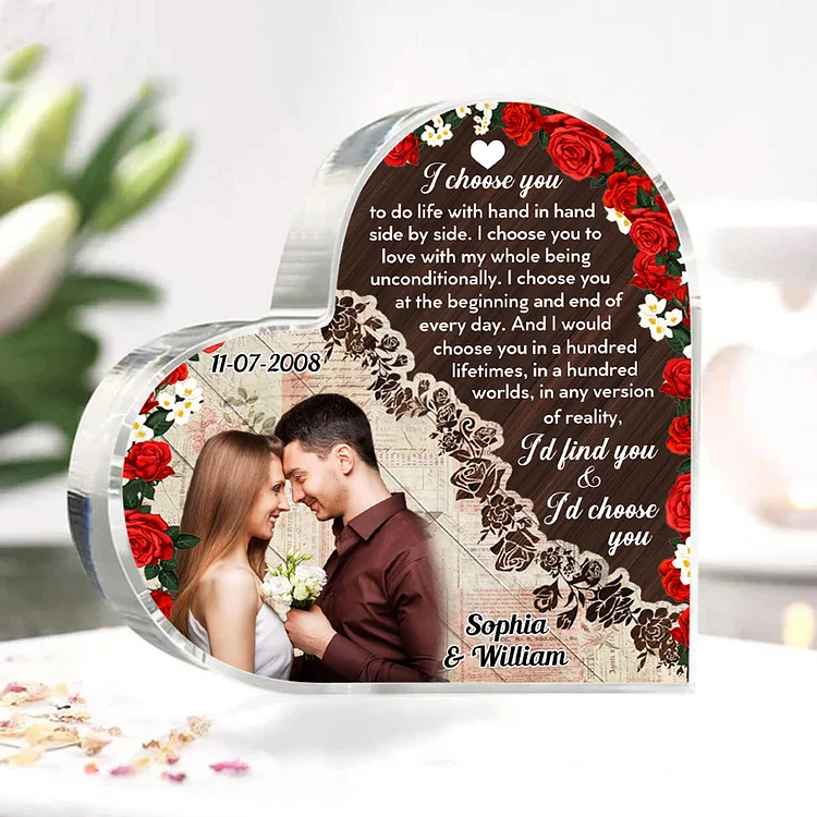 2 Names-Personalized Couple Acrylic Ornament-Custom Acrylic  Heart Keepsake Desktop Ornament for Couple