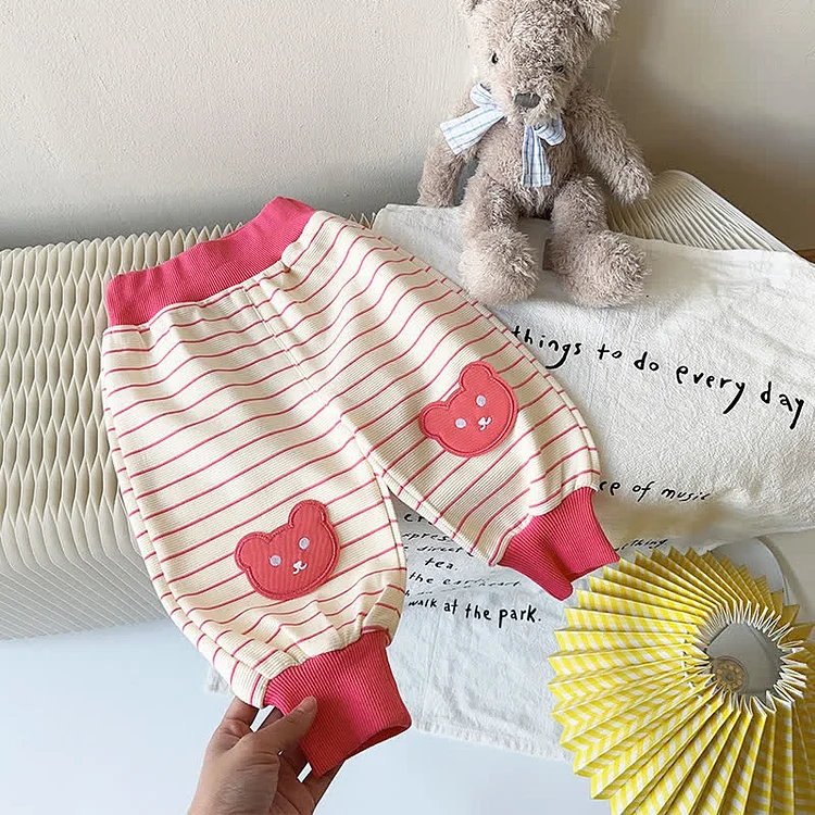 Baby Toddler Bear Striped Casual Pants