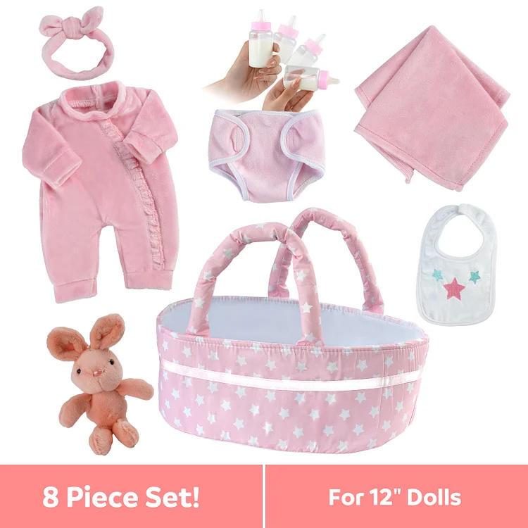  🔊[Geeignet für 12'' reborn Puppe] Adoption Reborn Baby Kleidung Essentials-8pcs Zubehör Geschenk Set 2022 - RSDP-Rebornbabypuppen-Rebornbabypuppen.de®