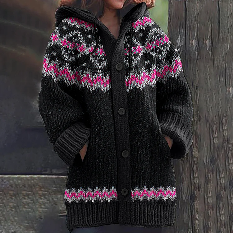 Vintage Tribal Geometric Knitted Cozy Sweater Cardigan