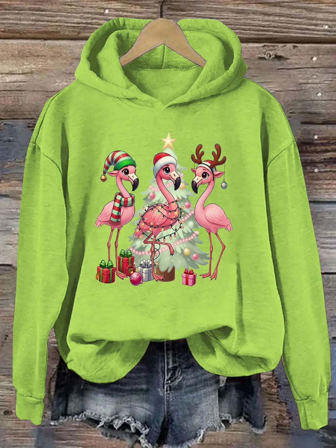 Pink Christmas Flamingo Hoodie